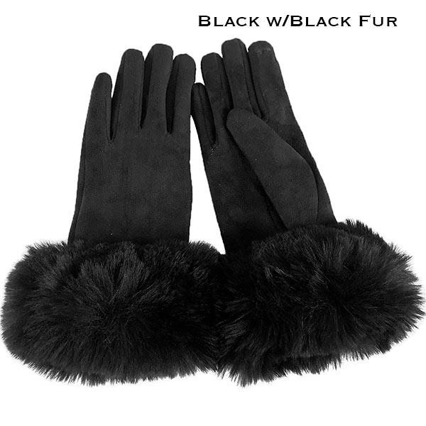 Faux Rabbit Trim Gloves