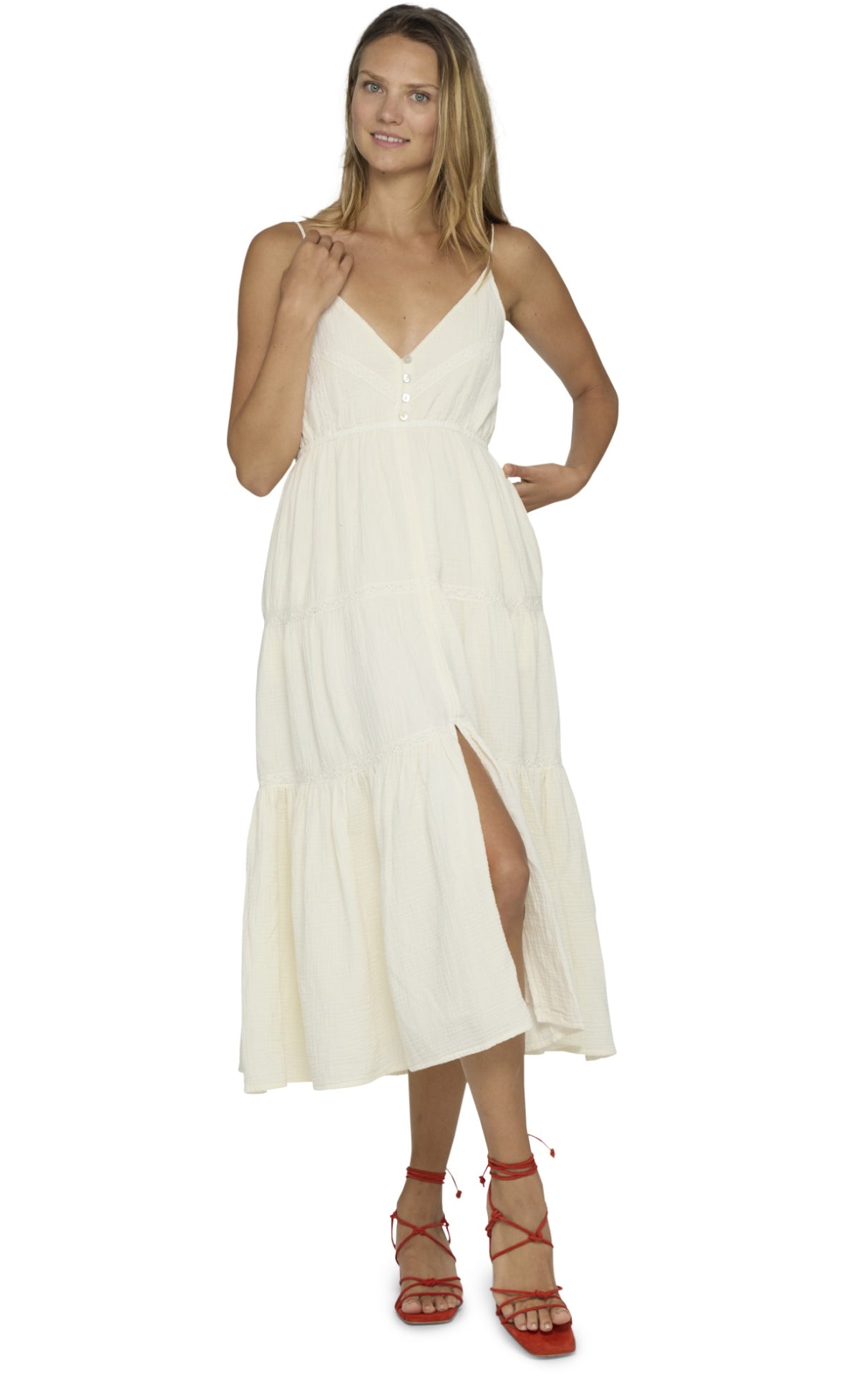 Daphne Lace Trim Button Up Dress