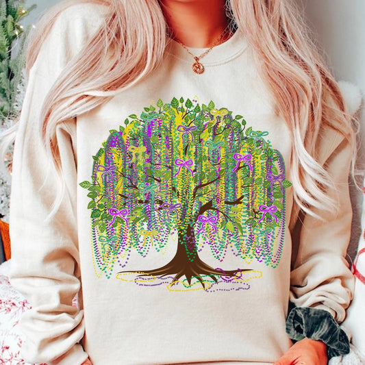 Bow Mardi Gras Tree Sweatshirt