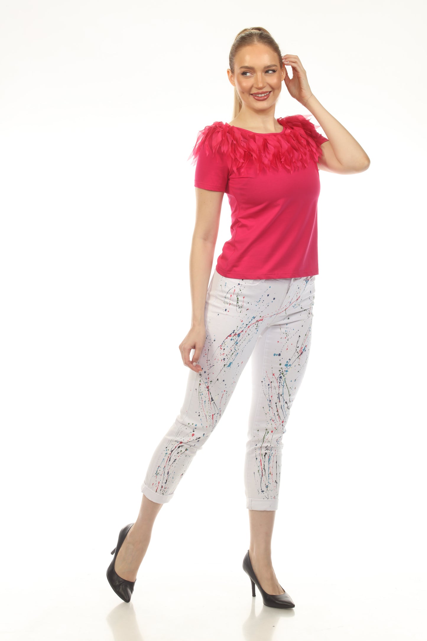 Embellished Scoopneck Short Sleeve Tee