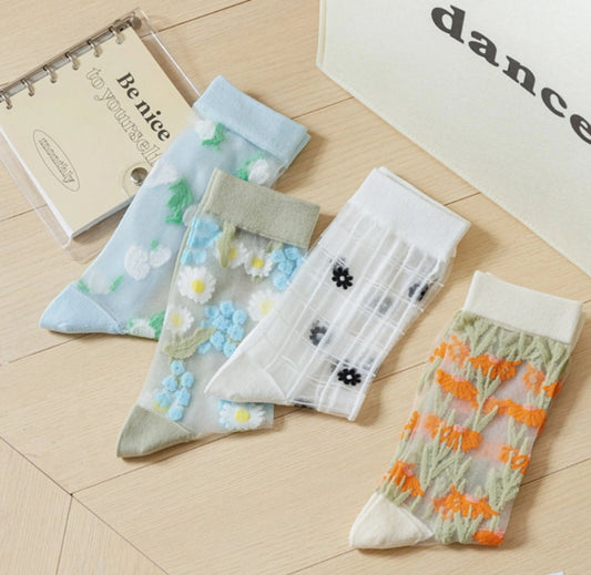 Floral Sheer Socks