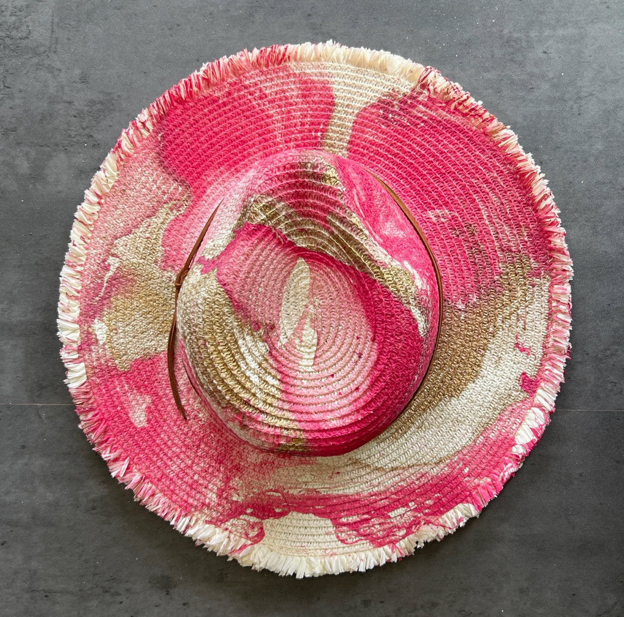 Marbled Straw Fringe Rancher Hat