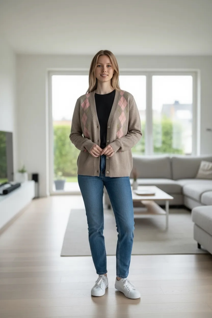 Argyle Sweater Cardigan