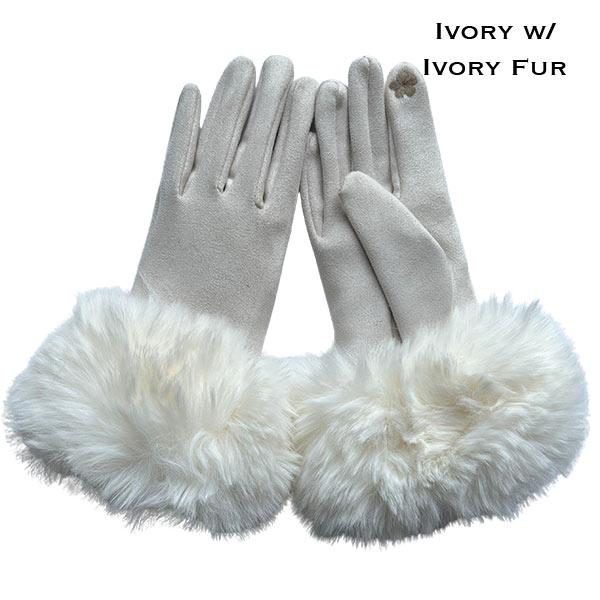 Faux Rabbit Trim Gloves
