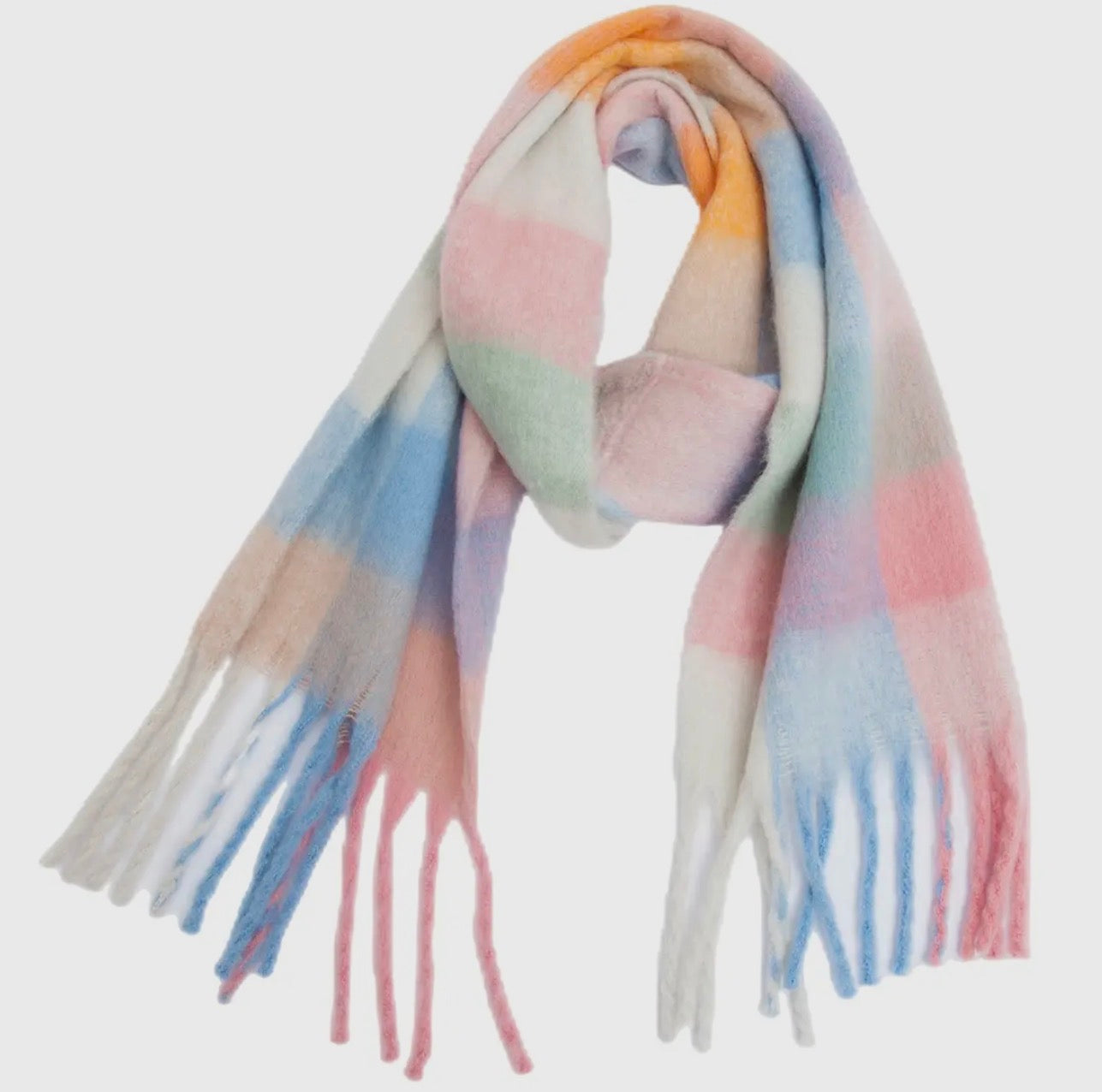 Chunky Plaid Fringe Scarf