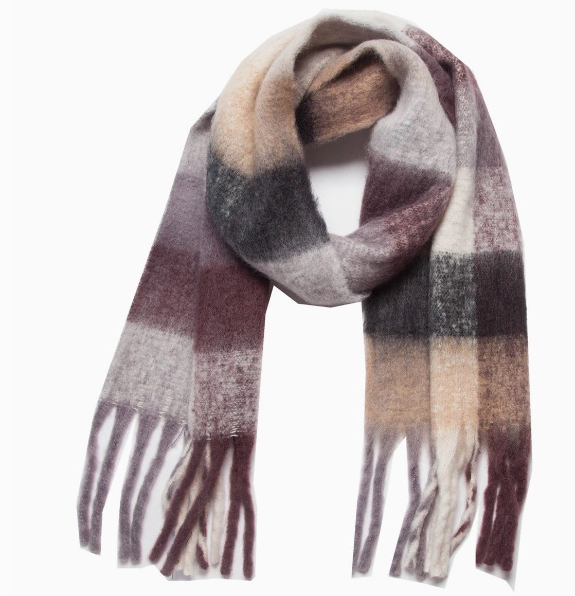 Chunky Plaid Fringe Scarf