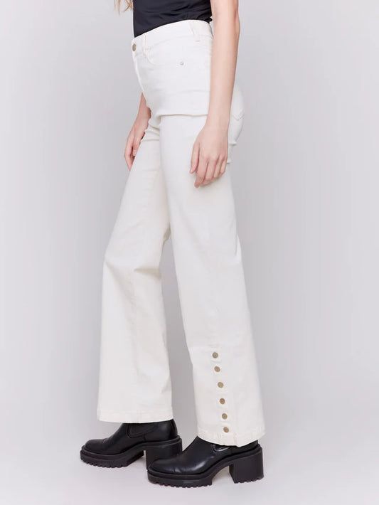 Side Button Flare Leg Pant