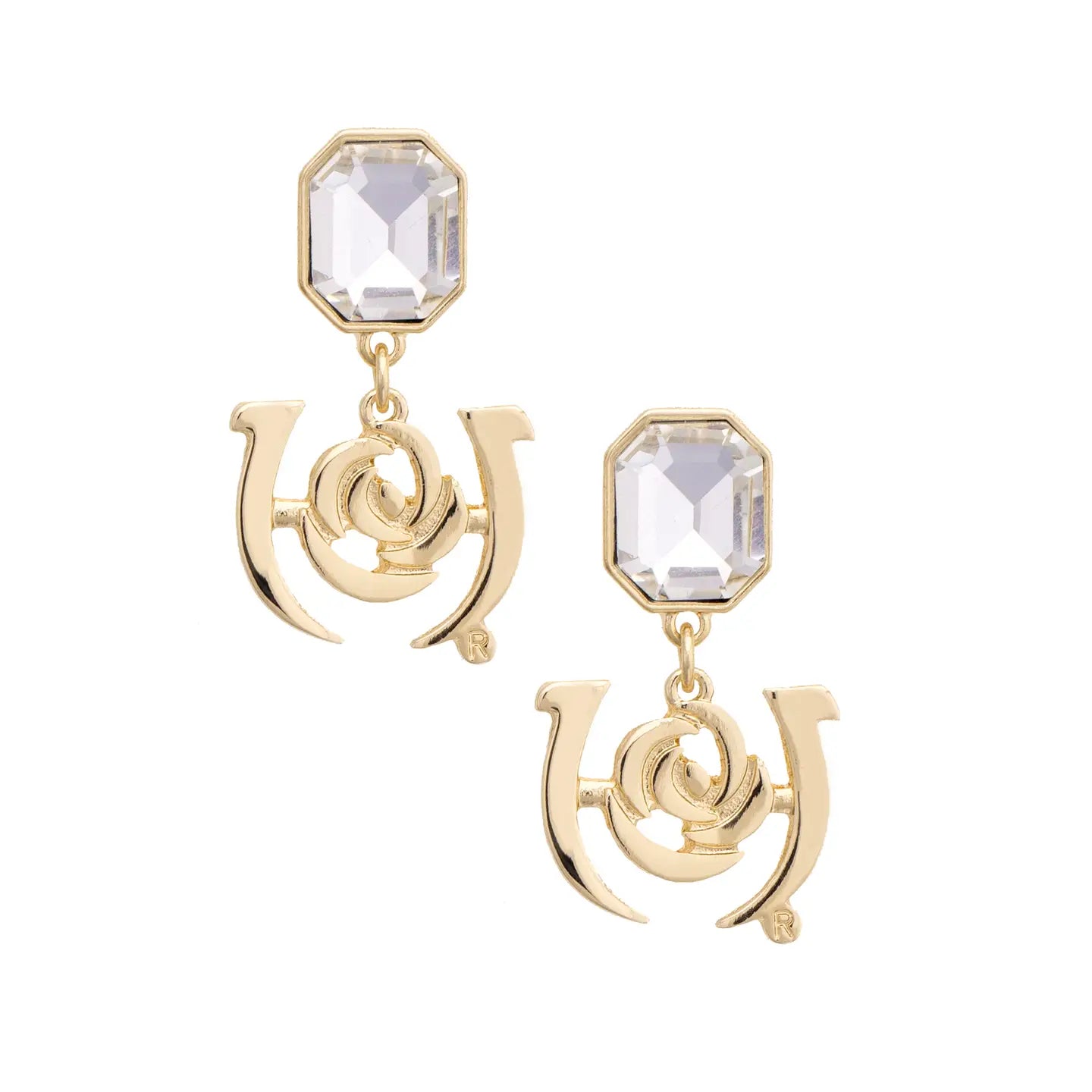 Kentucky Derby Rhinestone Logo Drop Earrings