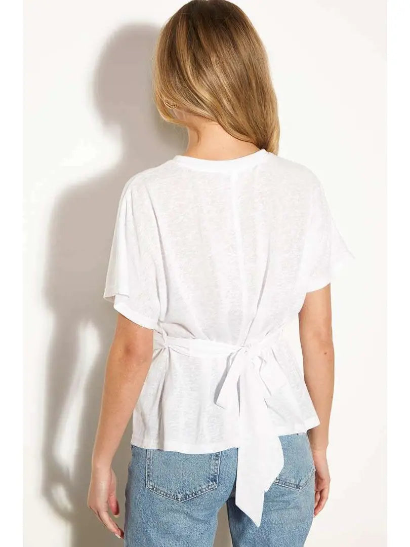 LINEN Dolman Sleeve Tie Detail Knit Top