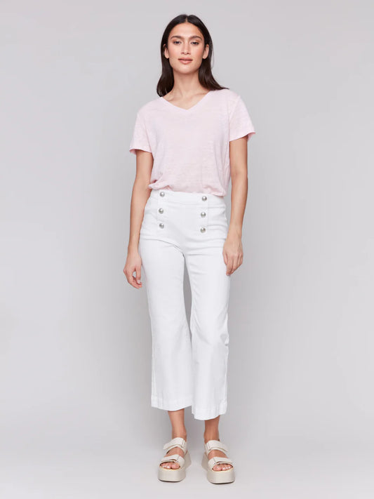 Button Front Pull On Flare Pant