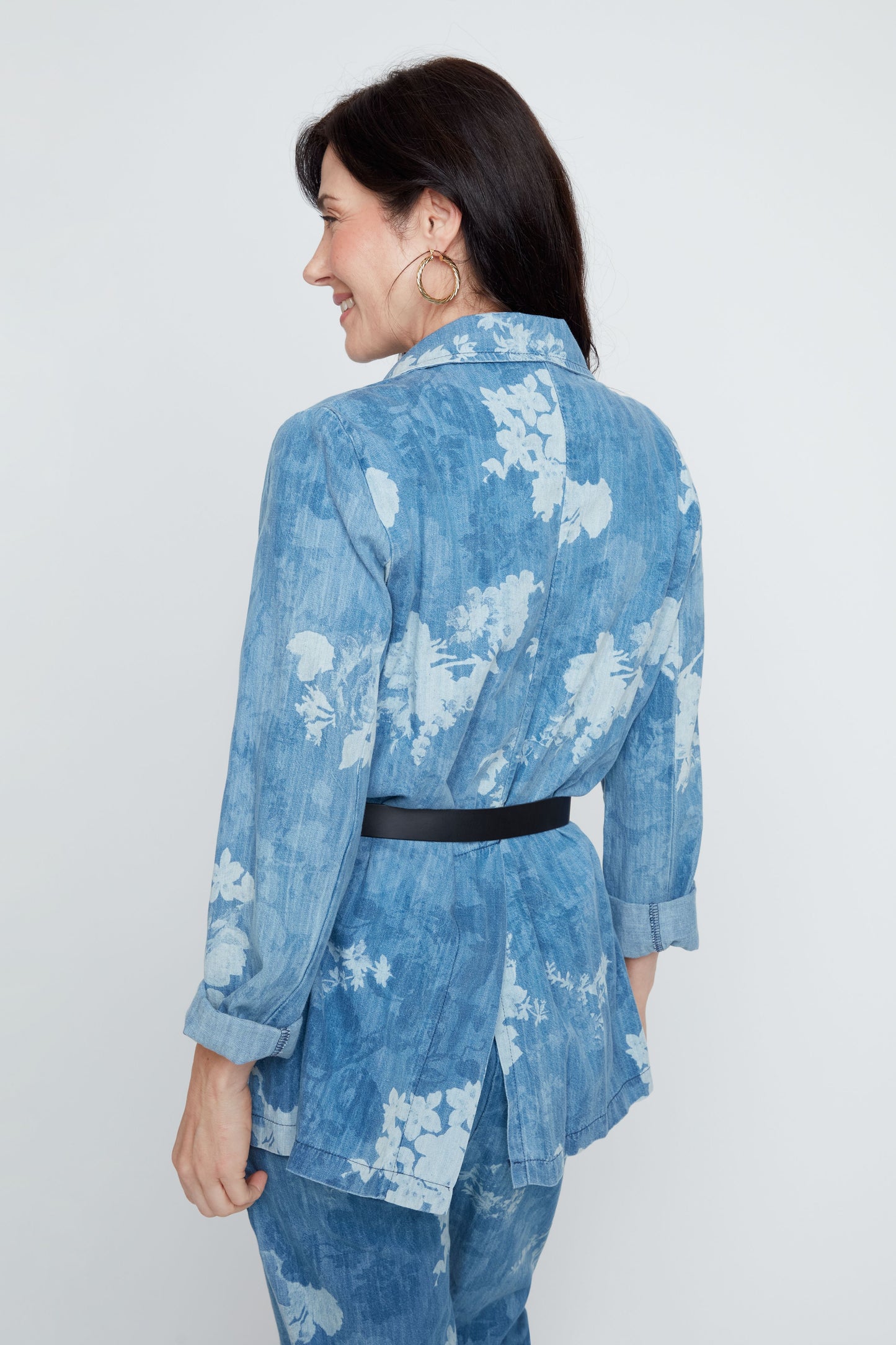 Printed Denim Buckled Jacket