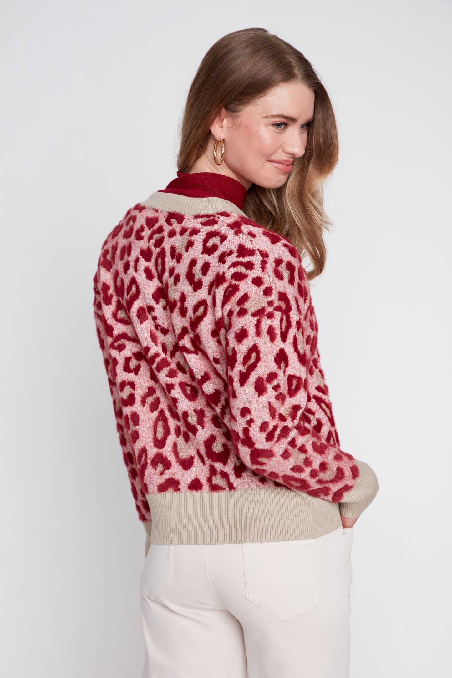 Animal Print Jacquard Knit Cardigan