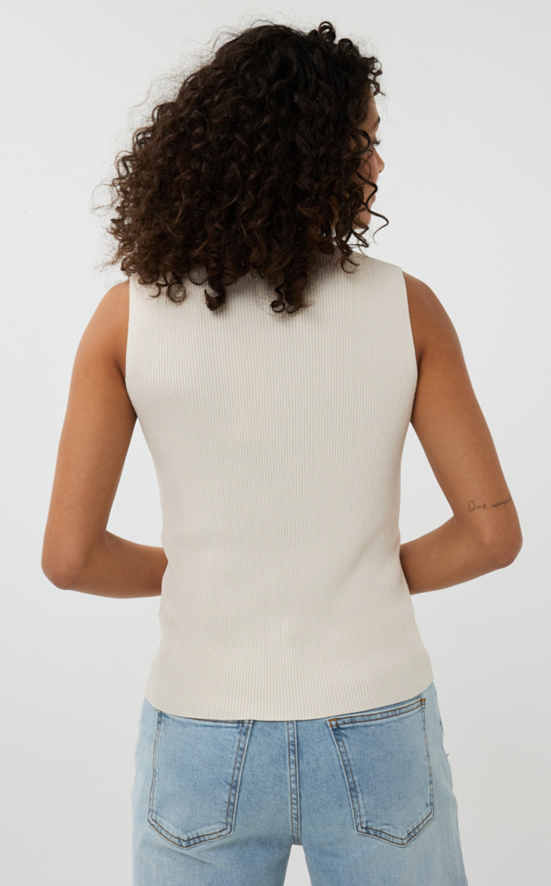 Short Sleeve Rib Vest With Buttons