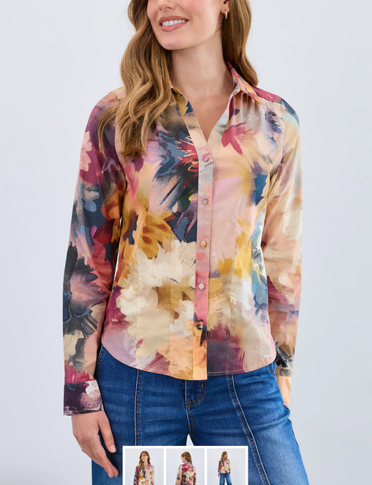 Long Sleeve Split Neck Shirt