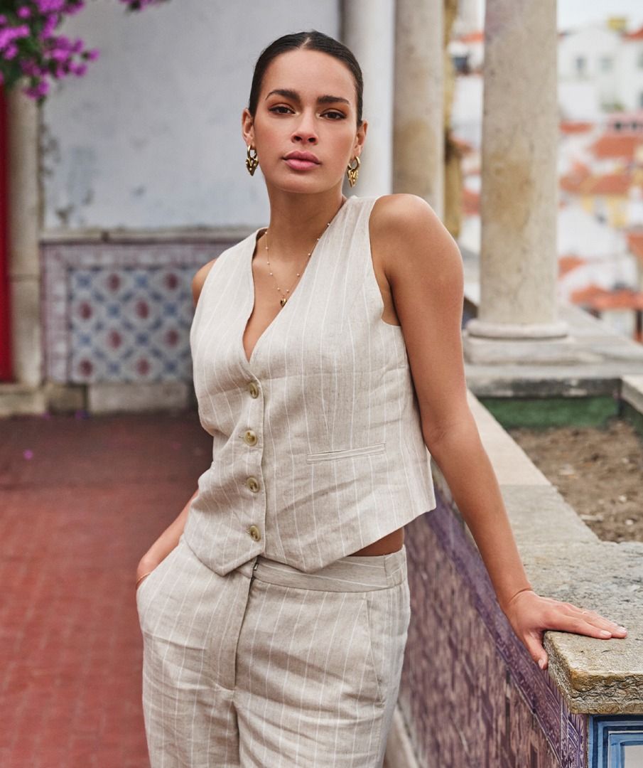 Linen Stripe Vest