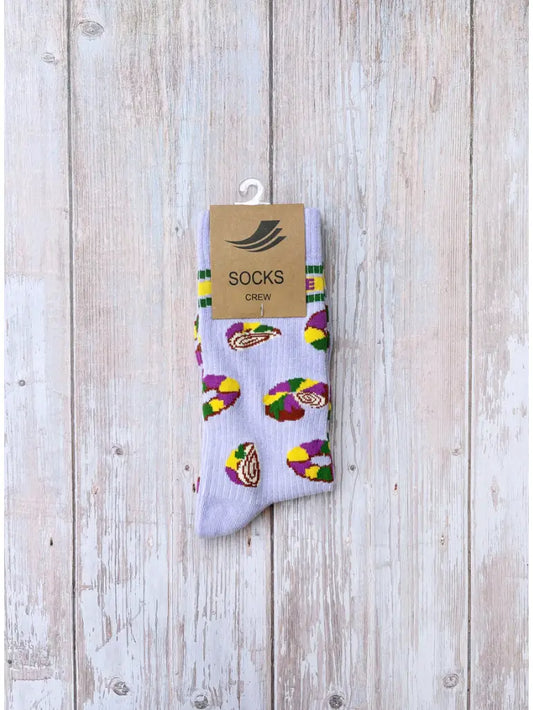 Let Them Eat King Cake Ribbed Socks