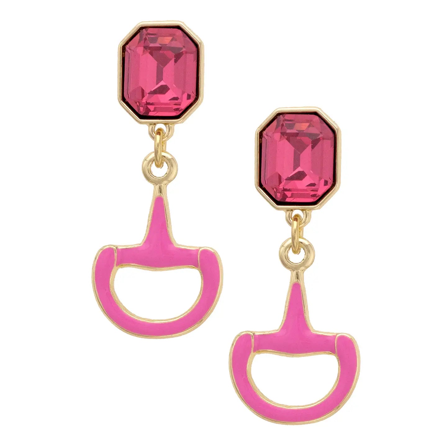 Eclipse Rhinestone Enamel Horse Bit Earrings