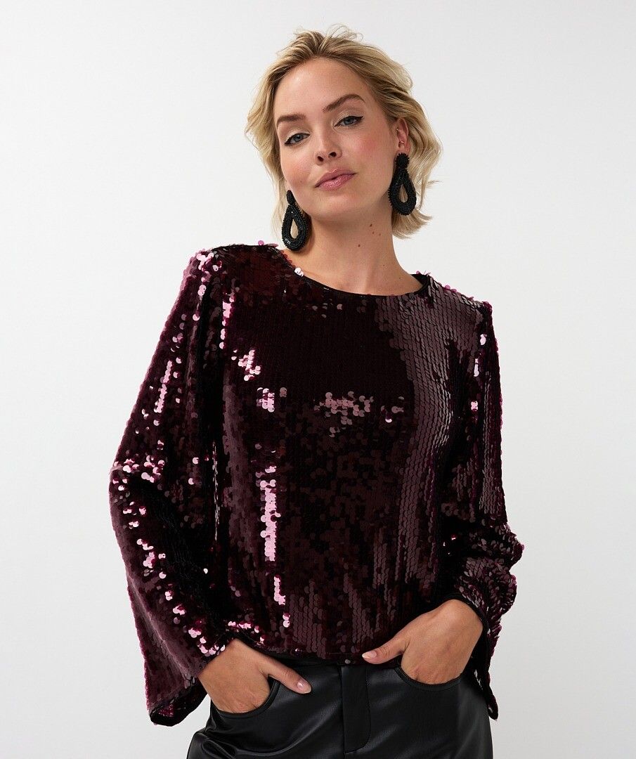 Sequin Flare Sleeve Top