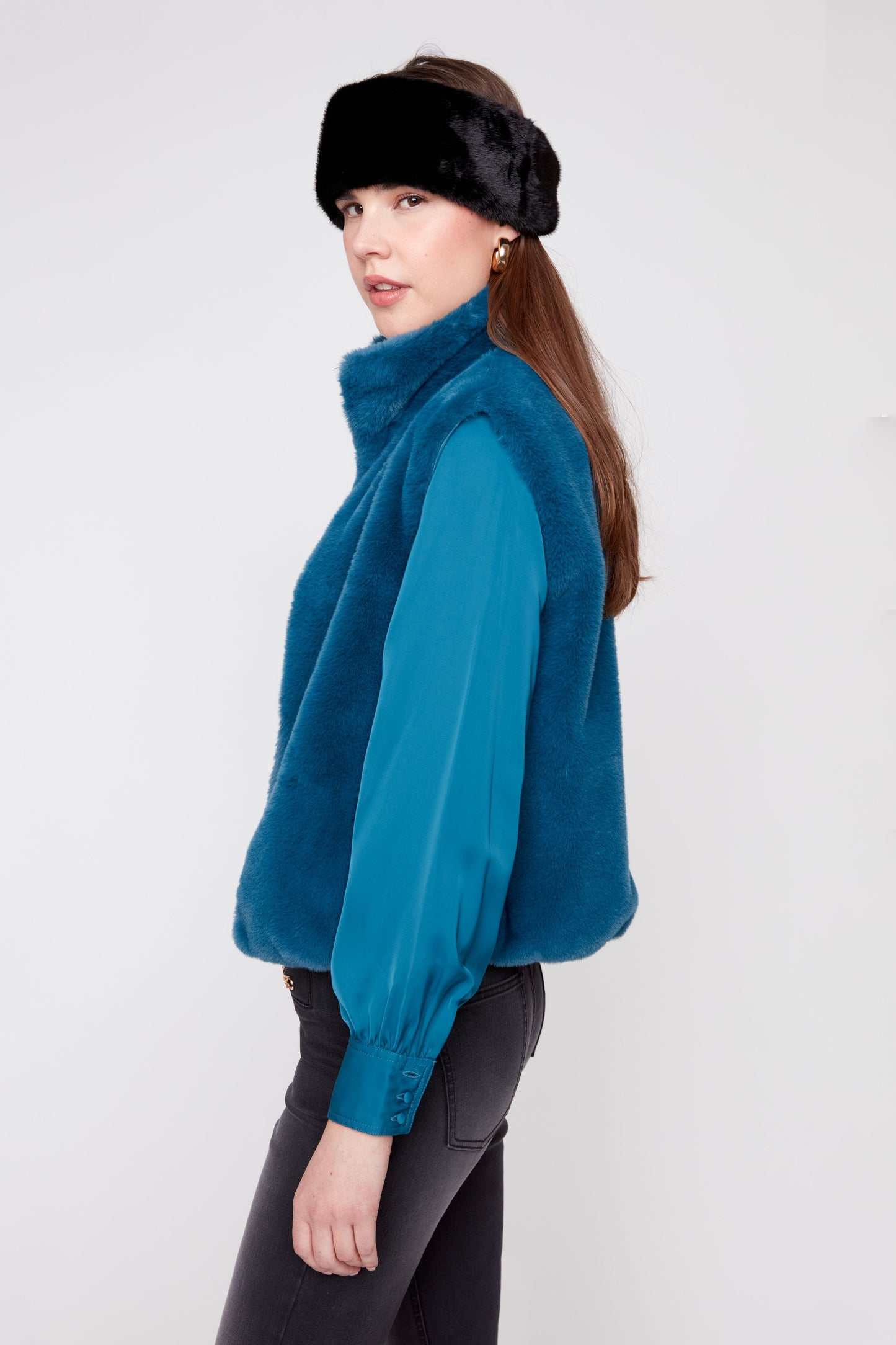 Solid Faux Fur Short Vest