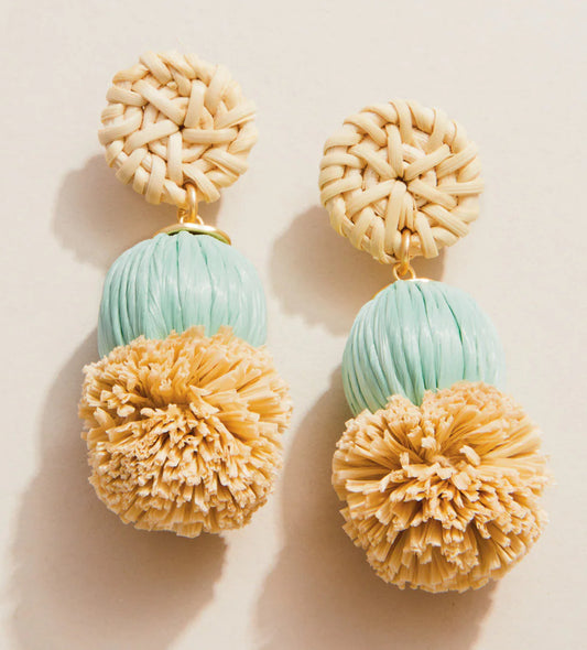 Straw Pom Earrings