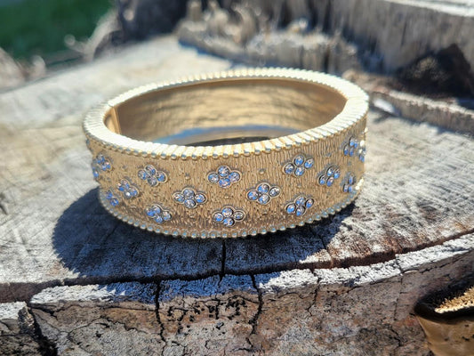 Hinged Textured Crystal Bracelet