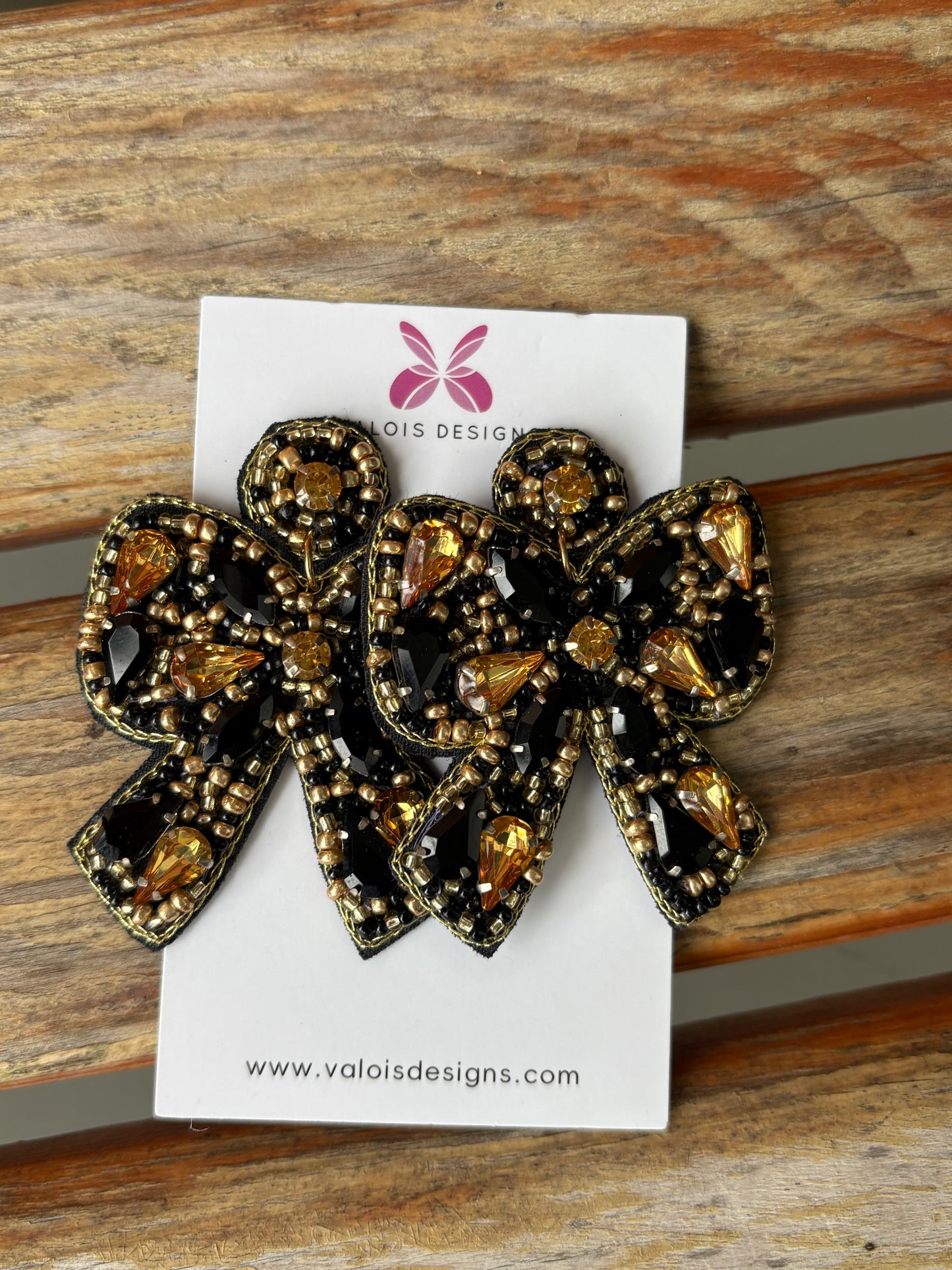 Game Day Beaded Bow Earrings