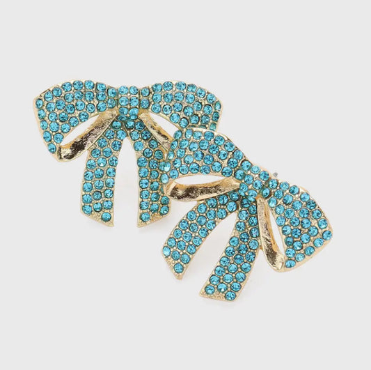 Paved Bow Rhinestone Earrings