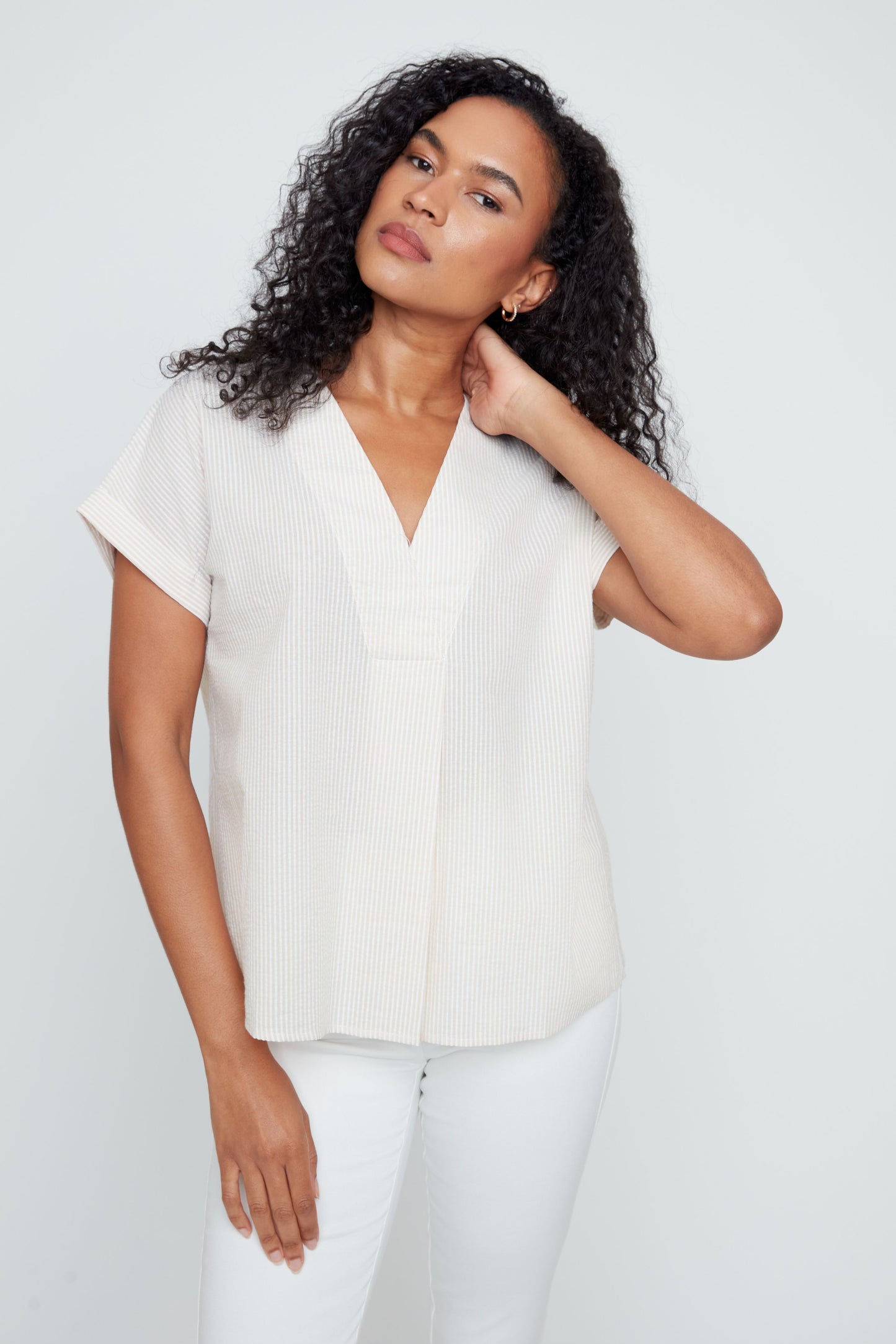 V-Neck Striped Top