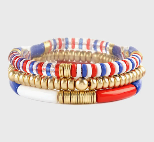 USA Flag Beaded Stretch Bracelet