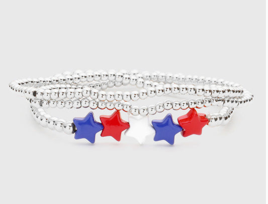 Flag Star Accented Stretch Bracelets