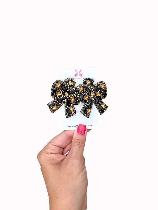 Game Day Beaded Bow Earrings