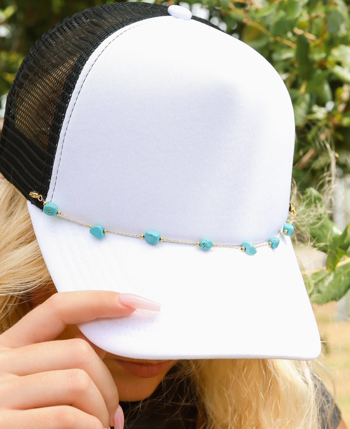 Turquoise Stone Trucker Hat Chain