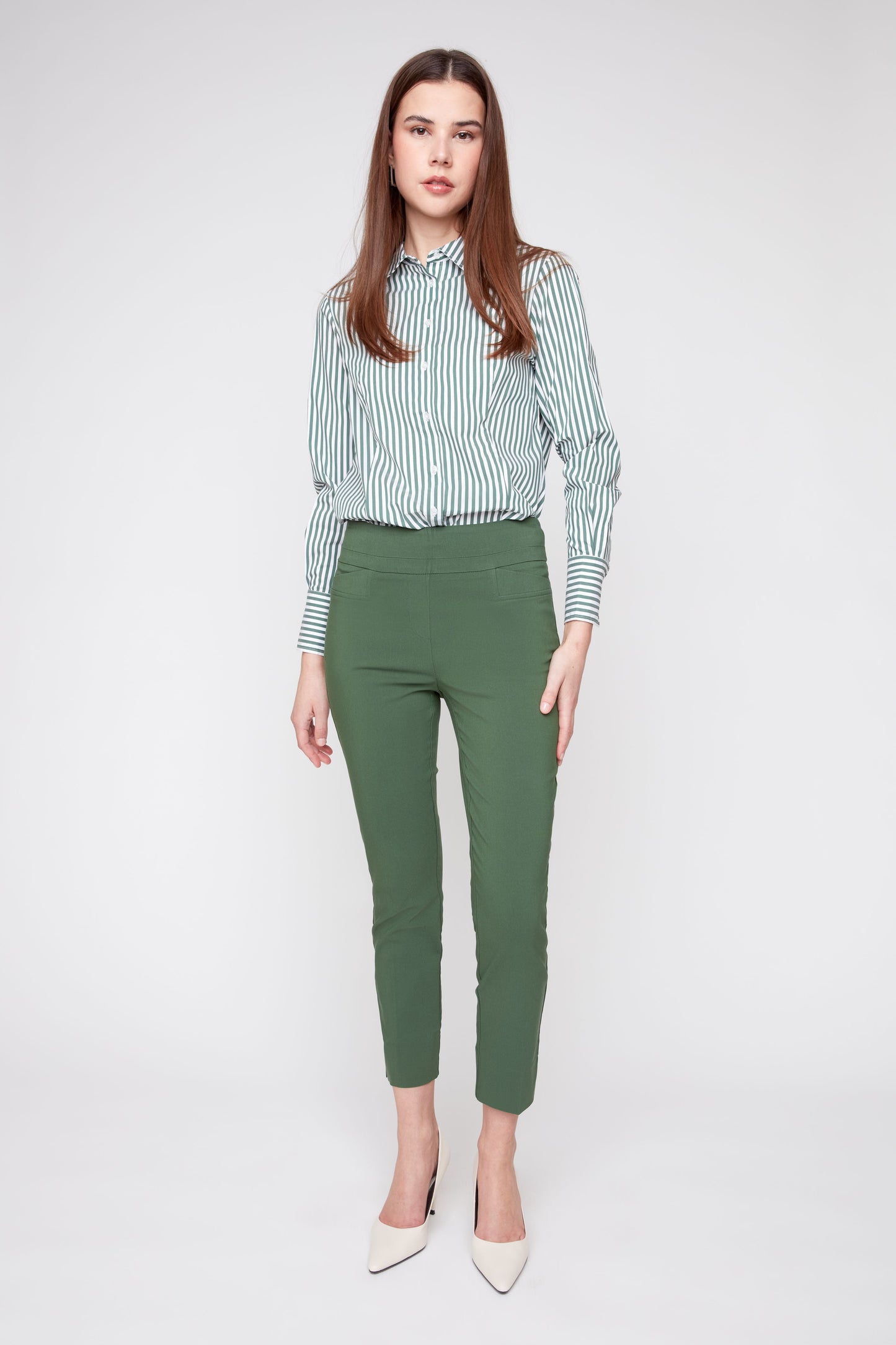 Stretch Pull-On Slim-Ankle Pants