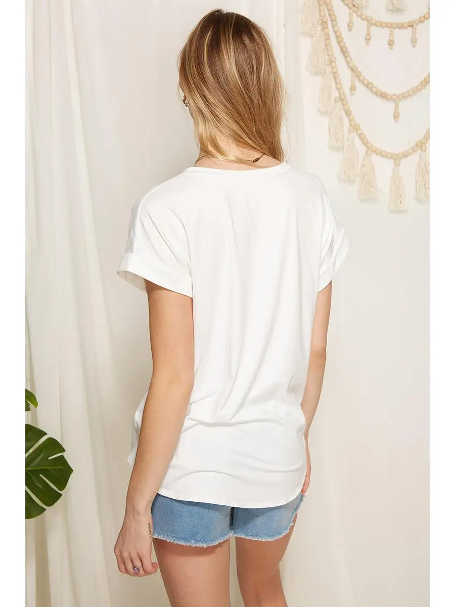 V-Neck 1POCKET Detail Dolman Knit Top