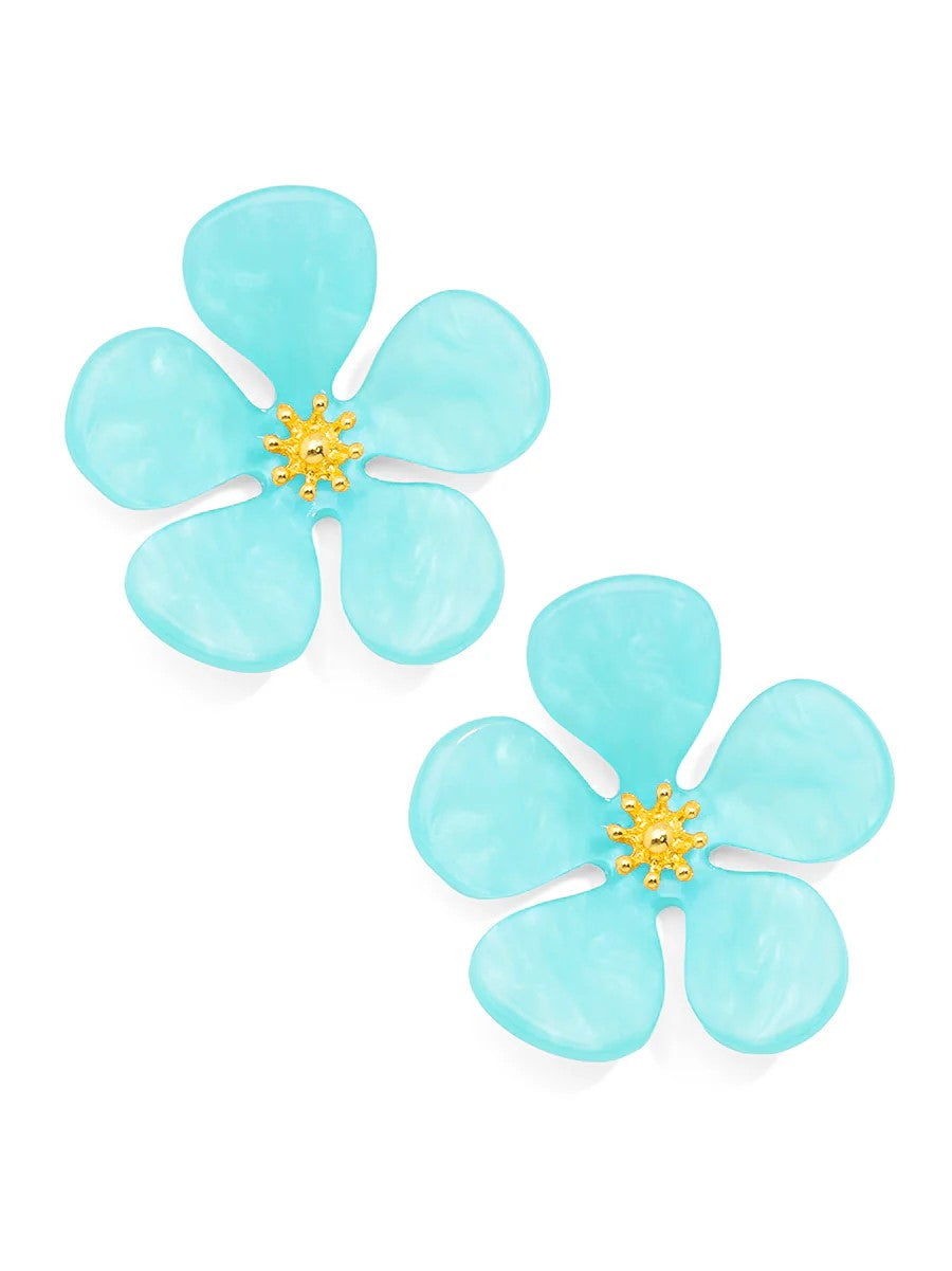 Glistening Resin Flower Stud Earring