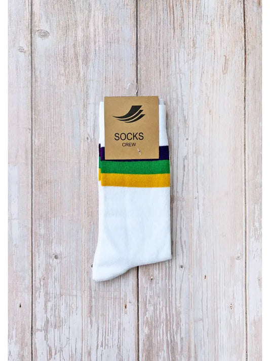 White Stripe Ribbed Socks