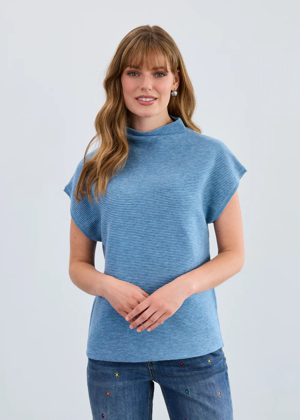 Ottoman Cap Sleeve Sweater Vest