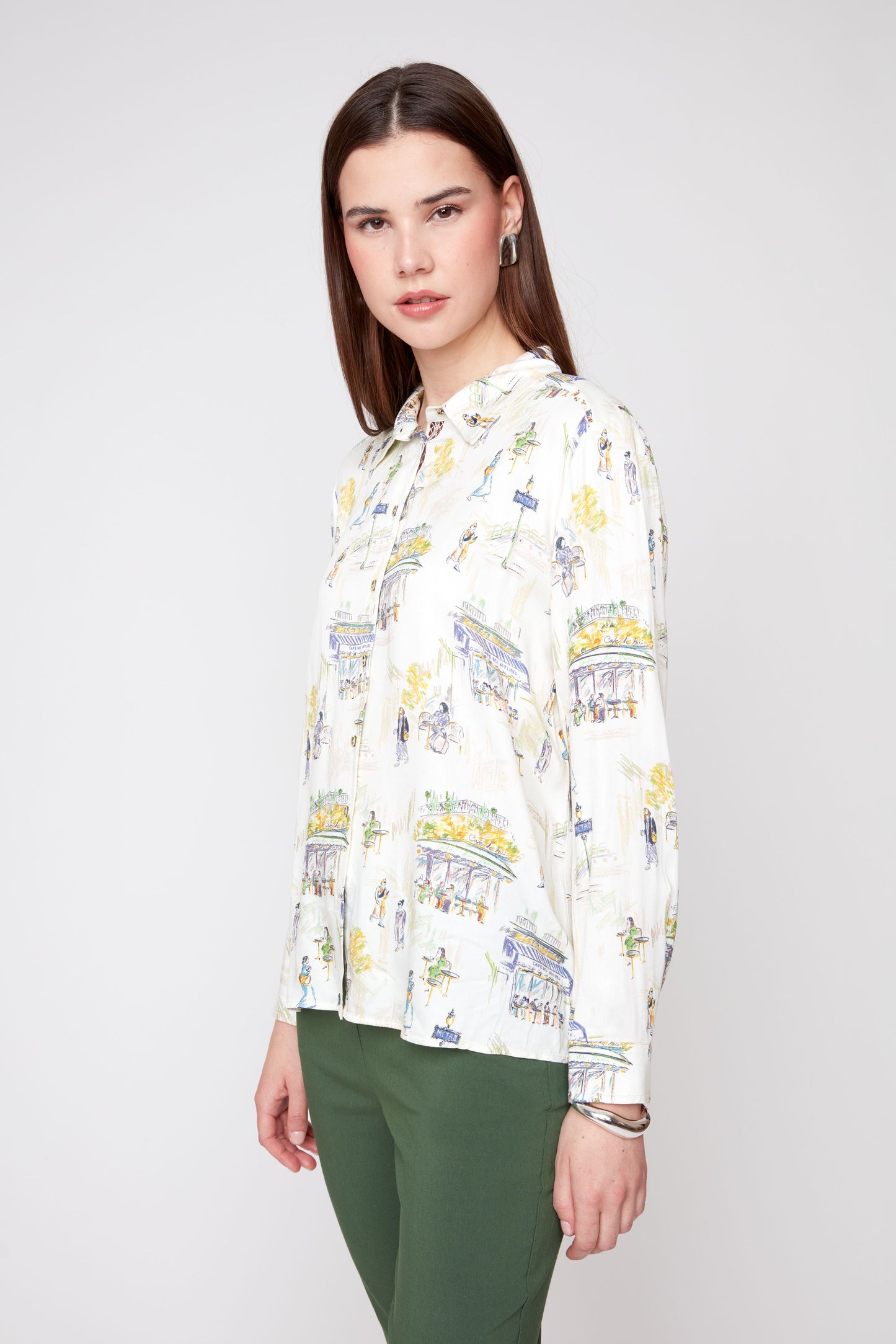 Paris Café Print Blouse