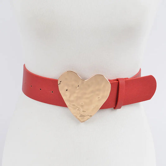 Hammered Heart Shape Buckle Belt