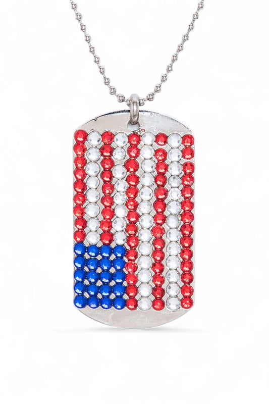 Crystal Pave Flag Tag Necklace