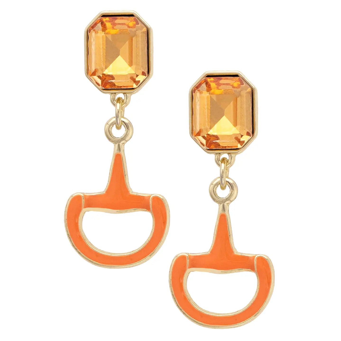 Eclipse Rhinestone Enamel Horse Bit Earrings