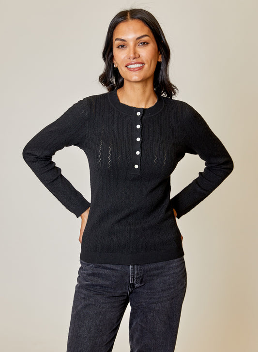 Long Sleeve Henley Sweater