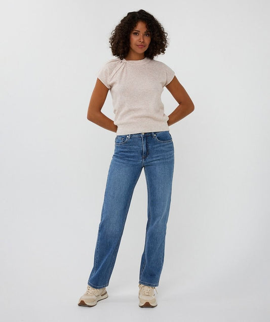 Short Sleeve Twisted Knit Sweater