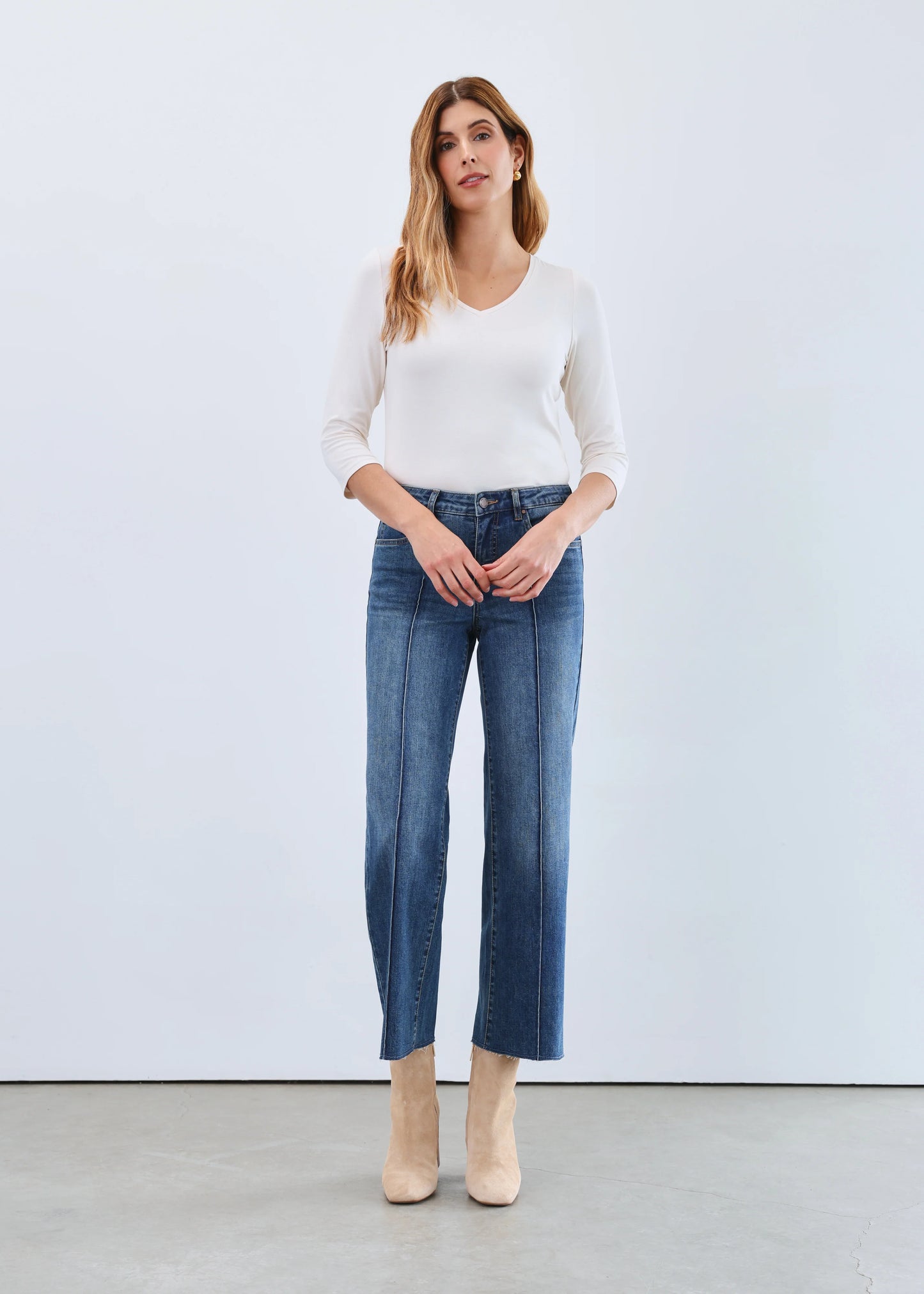 Olivia Wide Leg Pintuck Jean