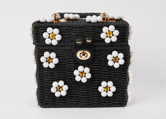 Wicker Bucket Daisy Flower Purse
