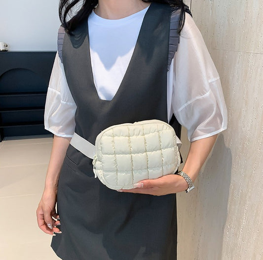 Puffer Quilted Sling Bag Fanny Bag Belt