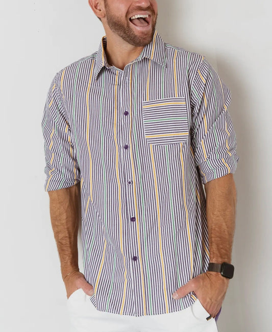 Adult Unisex Pinstripe Button Up Shirt