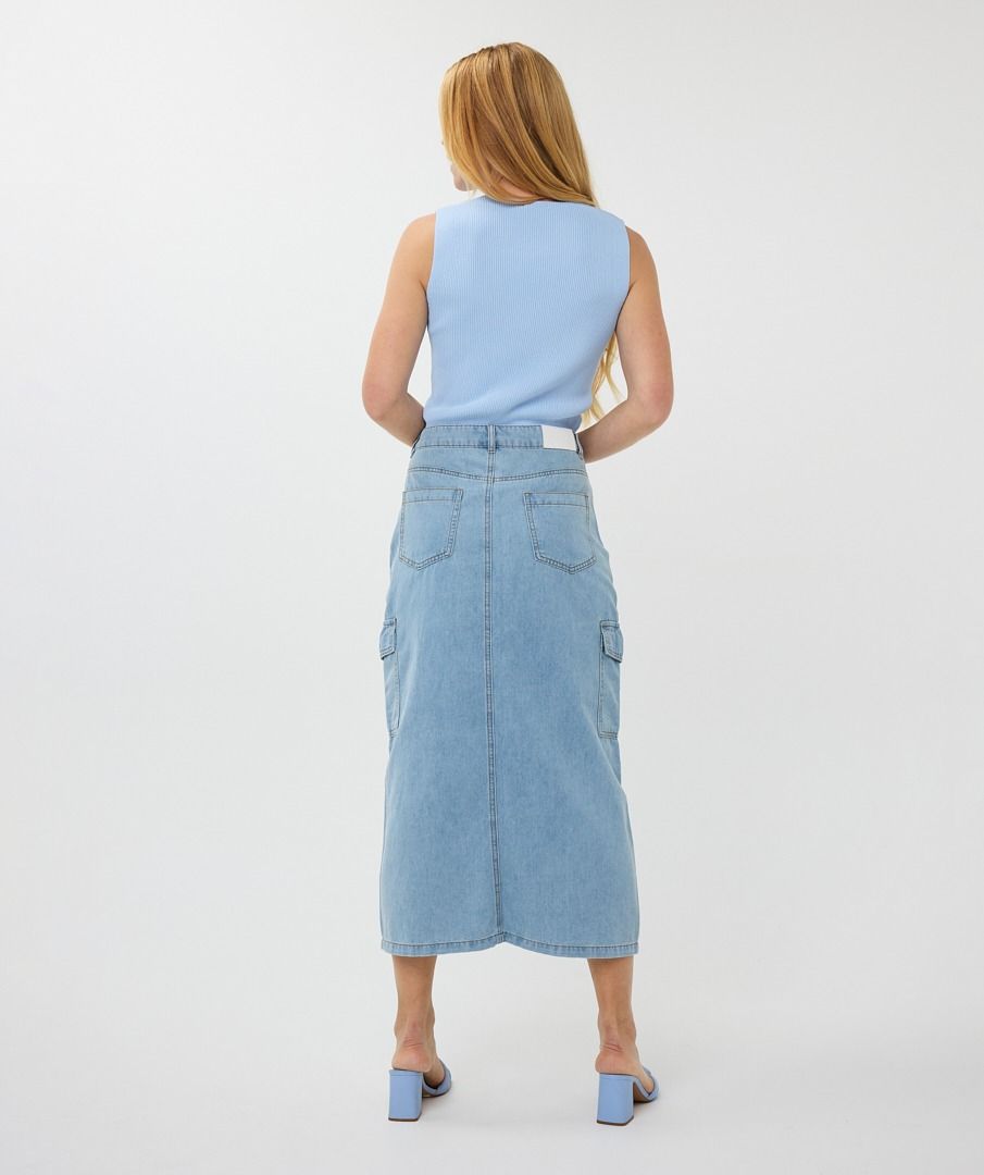 Cargo Midi Jean Skirt