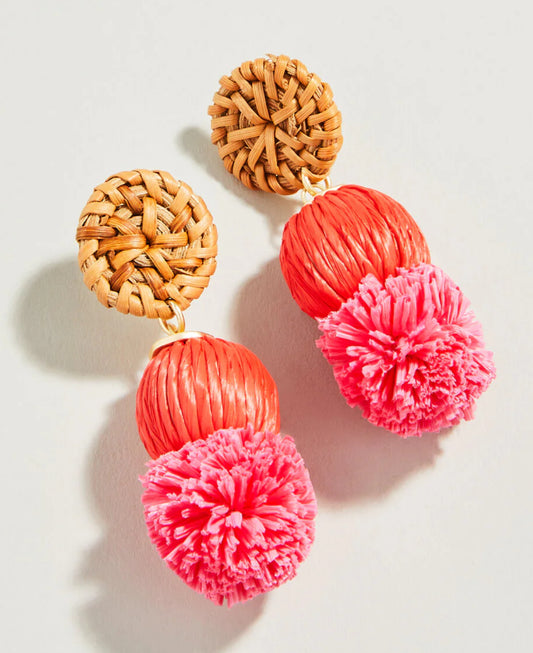 Straw Pom Earrings