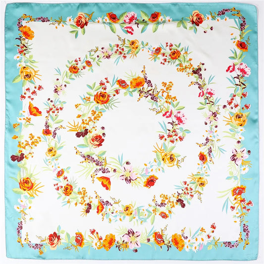 Spring Meadow Floral Silk-Feel Scarf |